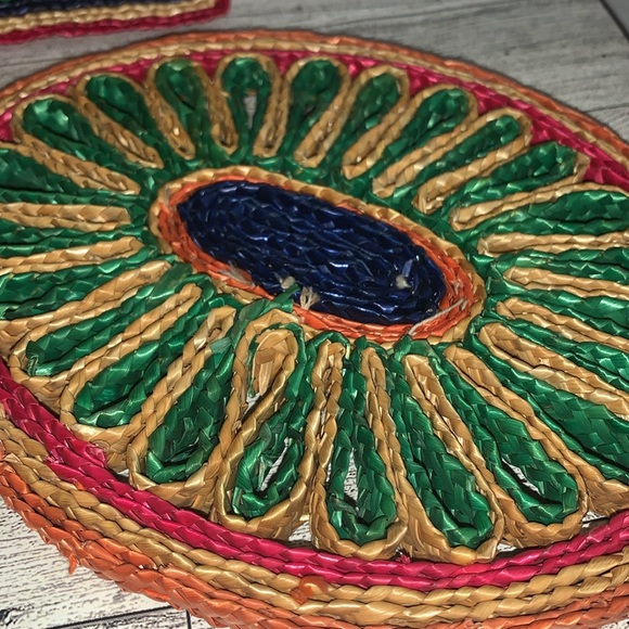 Set of 3 Vintage Woven Trivets .. Hippie Style - Picture 4 of 4